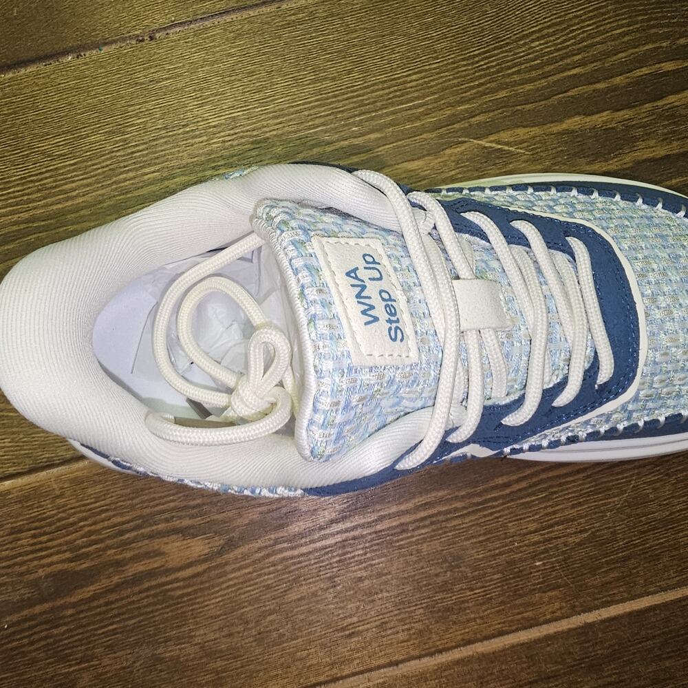 WNA Step Up Women's Designer Lace Up Platform Sneakers Size 6 Blue White NWOT - Picture 5 of 8